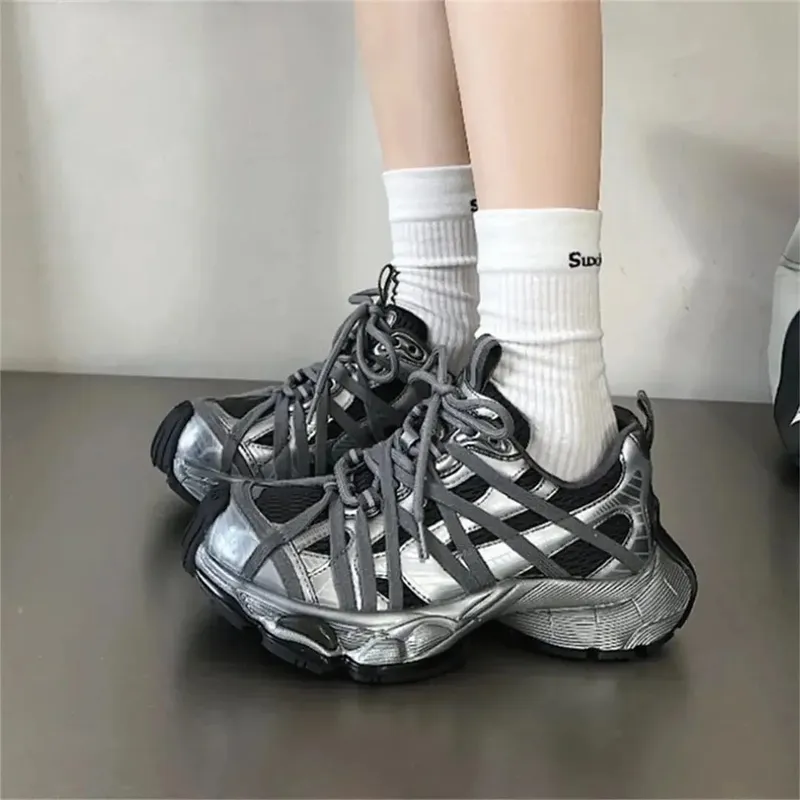 Tavasz nyár Új stílus Férfi Női Apa Cipők Vastag alsó, hálós felület Sportcipők Divatos Sokoldalú, Légáteresztő nyakkendős Cipők