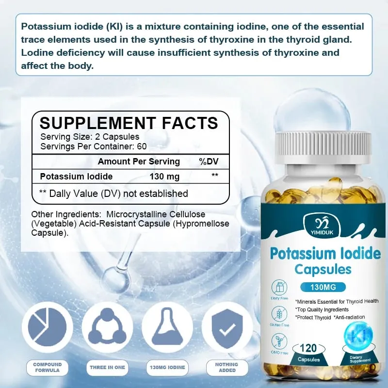 Κάψουλες ιωδιούχου καλίου KI (Stable Iodine) 130 mcg ανά ημέρα - Συμπλήρωμα Υποστήριξης Θυρεοειδούς — image 6