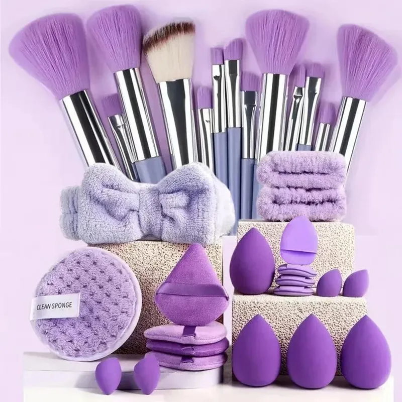 20/40Pcs Σετ βουρτσών και σφουγγαριών μακιγιάζ Καφέ Μακιγιάζ Puff Beauty Egg Κιτ ντεμακιγιάζ για ντεμακιγιάζ — image 9