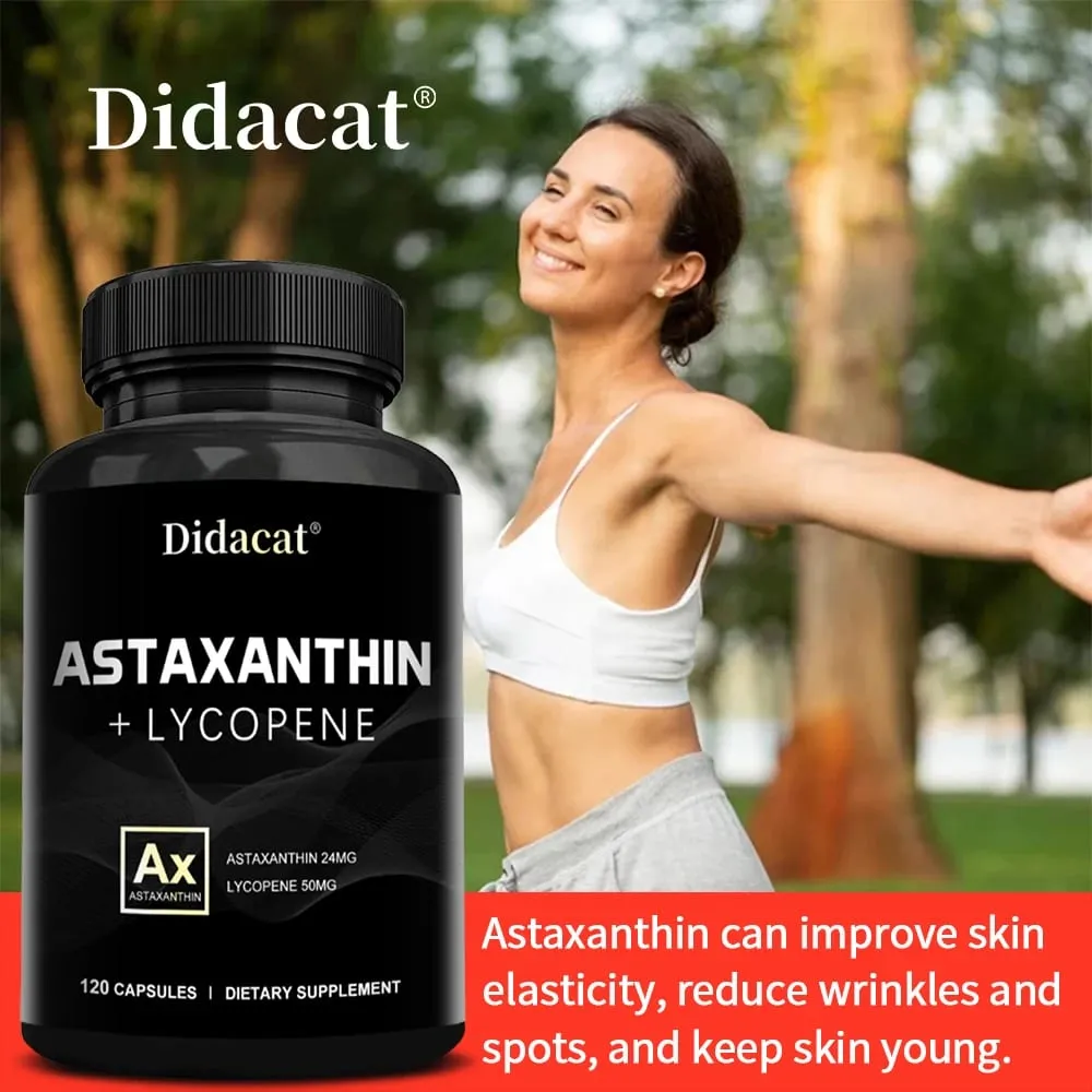 Astaxanthin 24mg + Lycopene 50mg Natural Antioxidant From Microalgae Astaxanthin Supplement Support Eye Skin Health Non-GMO — image 6