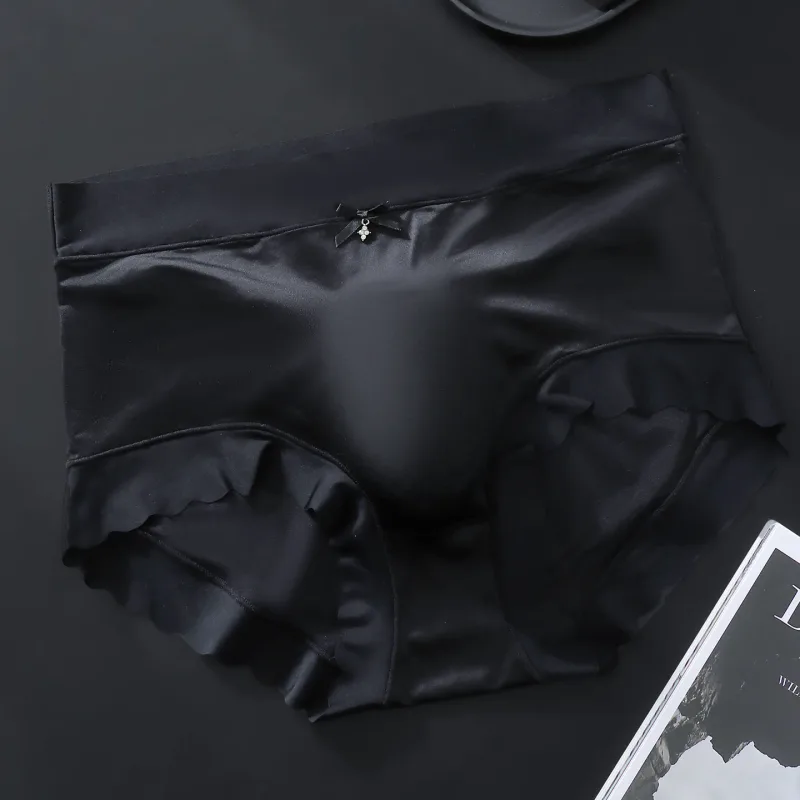 Men's Seamless Ice Silk Briefs 3D Contour Pouch Mid Waist Satin Smooth Scalloped Edge Ultra Thin Male Underwear — image 10