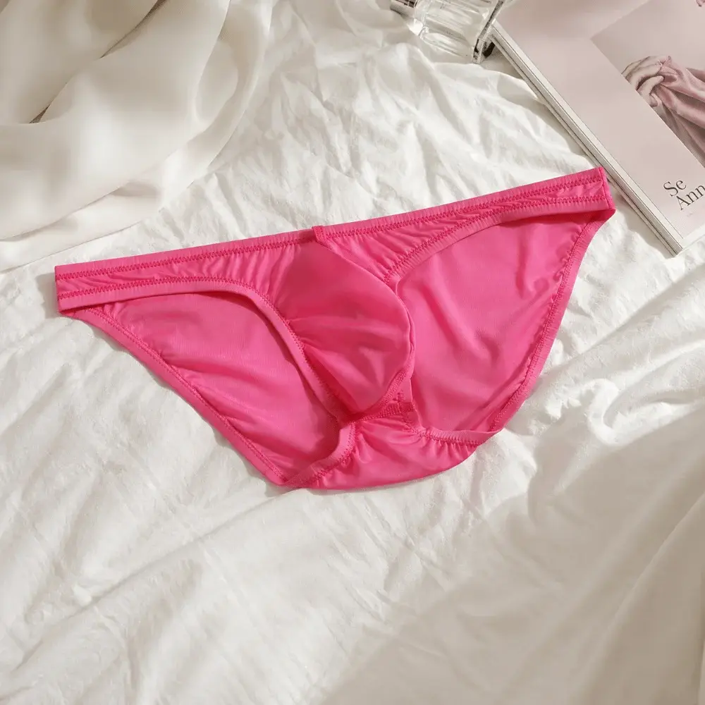Comfortable Low Waist Ice Silk Briefs Transparent Lingerie Bikini Briefs Mesh Ultra-Thin Men's Triangle Panties Youth