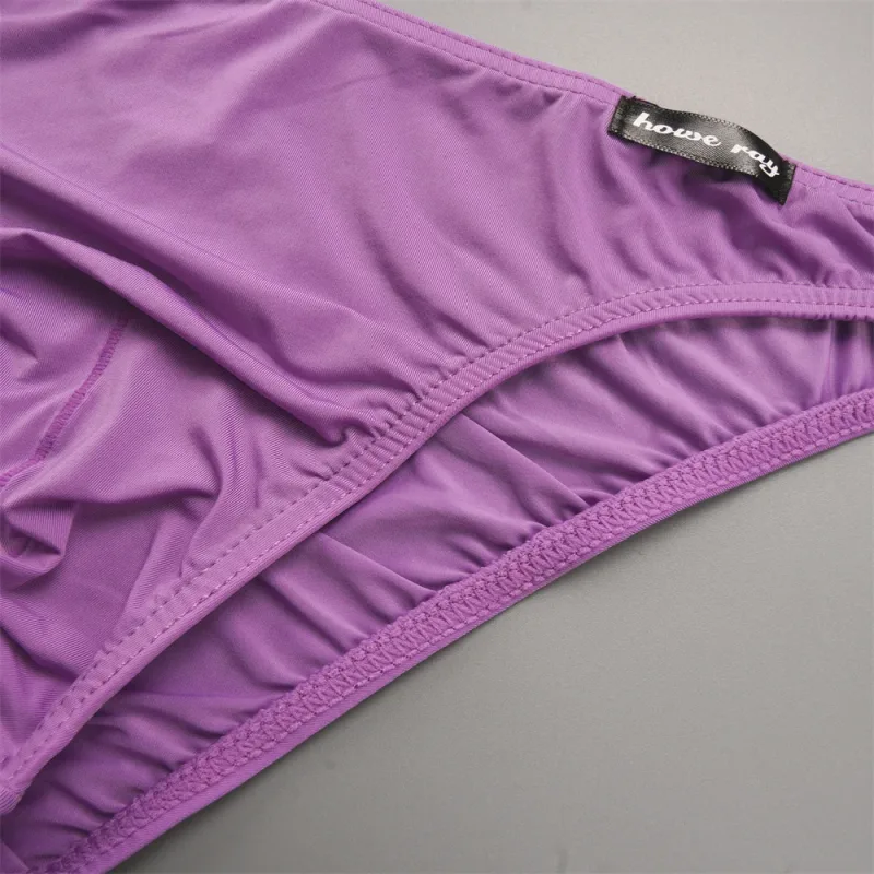 Thin Ice Silk Low Waist Men Briefs Solid Color Semi Transparent Underwear Plus Size Bulge Pouch Smooth Breathable Soft Panties — image 6