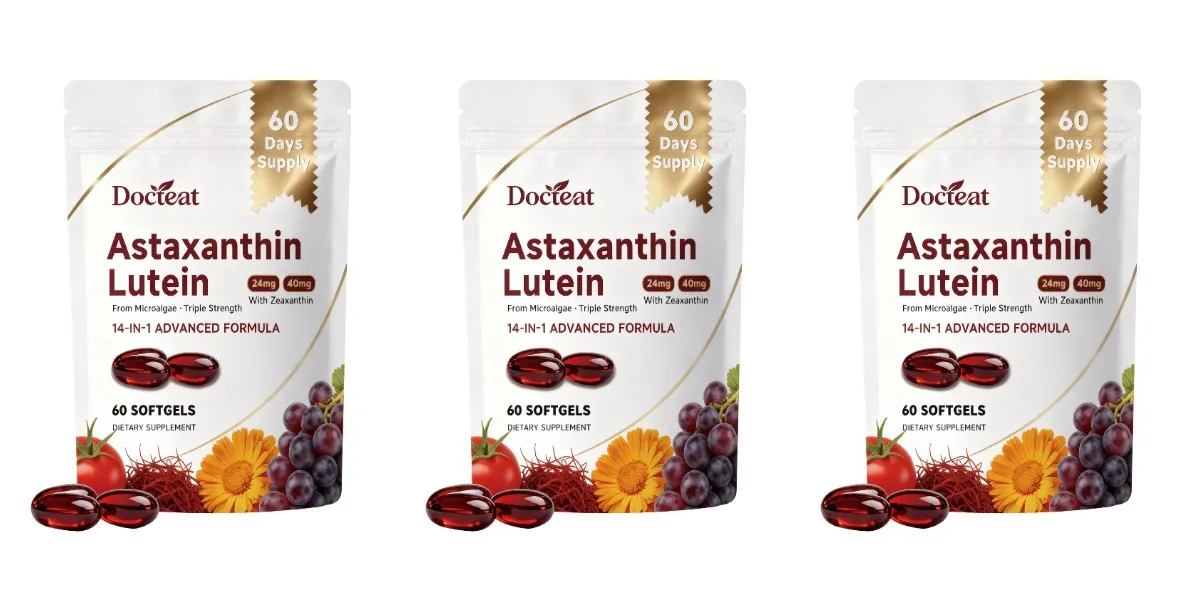 Η κάψουλα ασταξανθίνης και λουτεΐνης 60 Count με κουκούτσι σταφυλιού και εκχύλισμα σαφράν παρέχουν υποστήριξη για τη διατροφή των ματιών στο δέρμα και τις αρθρώσεις — image 9