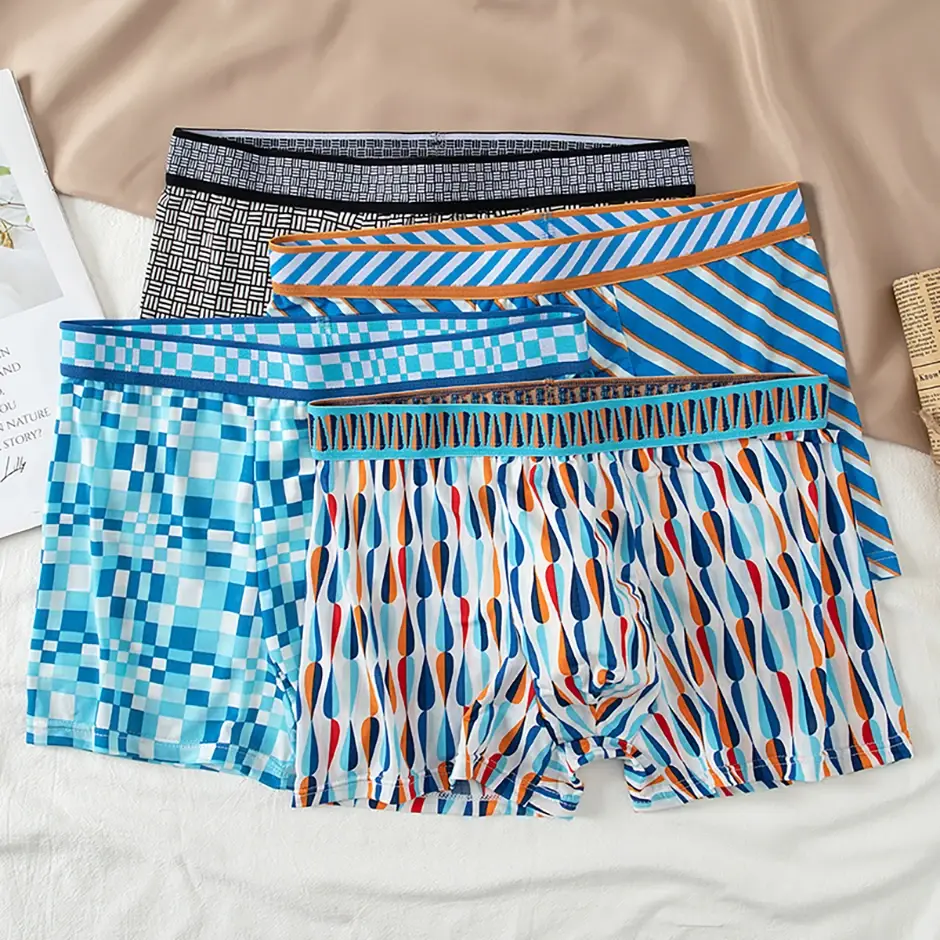 Boxer décontracté à motifs colorés pour hommes, sous-vêtements amples et confortables, surdimensionnés, taille élastique, 4/5 pièces — image 13