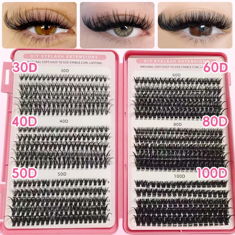 DIY Manga Spiky Cluster Lash Extensions Natural Mega Volume Individual Pre-cut Segmented Vlash for At-home Eye Makeup