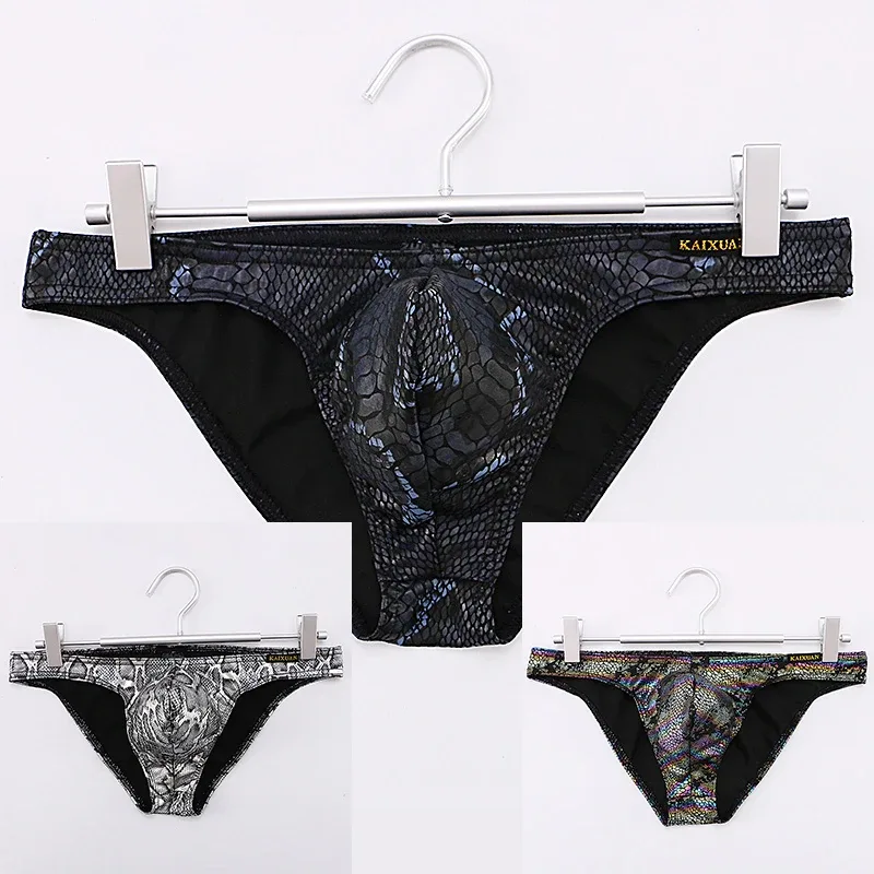 Mens Snake Skin Patterned Briefs with Sexy Bulge Pouch Bikini Underwear Comfortable Underpants by WANGJIANG Brand — image 30
