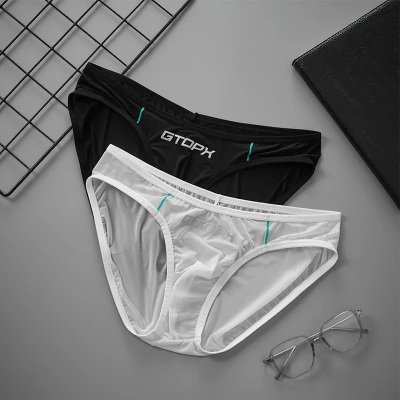 Ice Silk Briefs Comfortable Mens Sexy Panties Breathable Pouch Jockstrap Low Rise Daily Simple Intimate Underwear — image 7