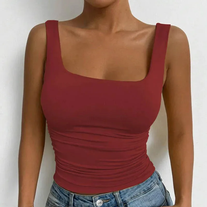 Γυναικείο αμάνικο Cami Top με τετράγωνο λαιμό Casual Basic Crop Top — image 14
