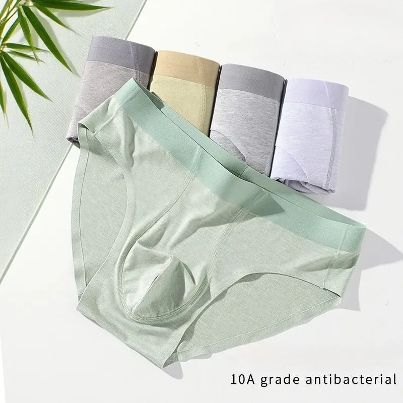 Men Sexy Briefs Bamboo Fiber Underwear Bulge Pouch Underpants 10A Antibacterial Breathable Sports Panties Soft Knickers Shorts — image 2