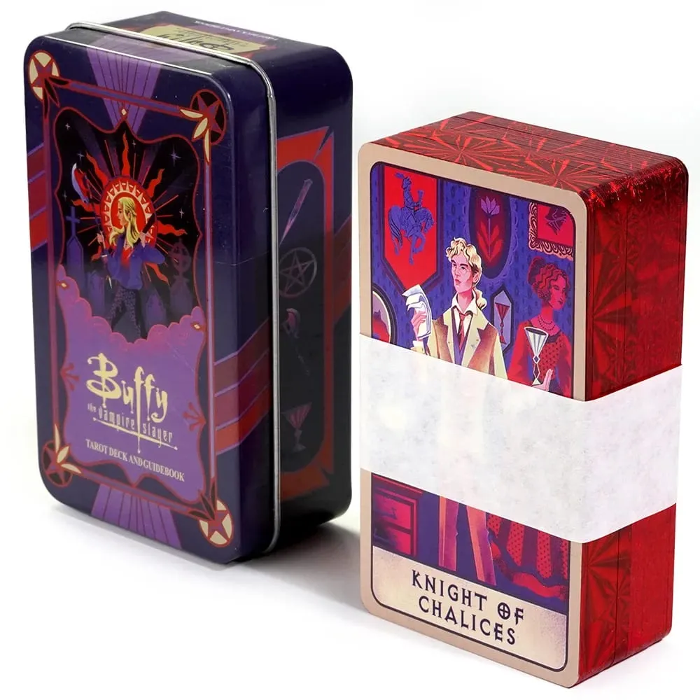 10,3*6 εκ. Buffy The Vampire Slayer Deck Tarot In A Tin Box with Red Gilded Edges 78 τμχ Κάρτες Ταρώ με θέμα κινουμένων σχεδίων με οδηγό — image 2