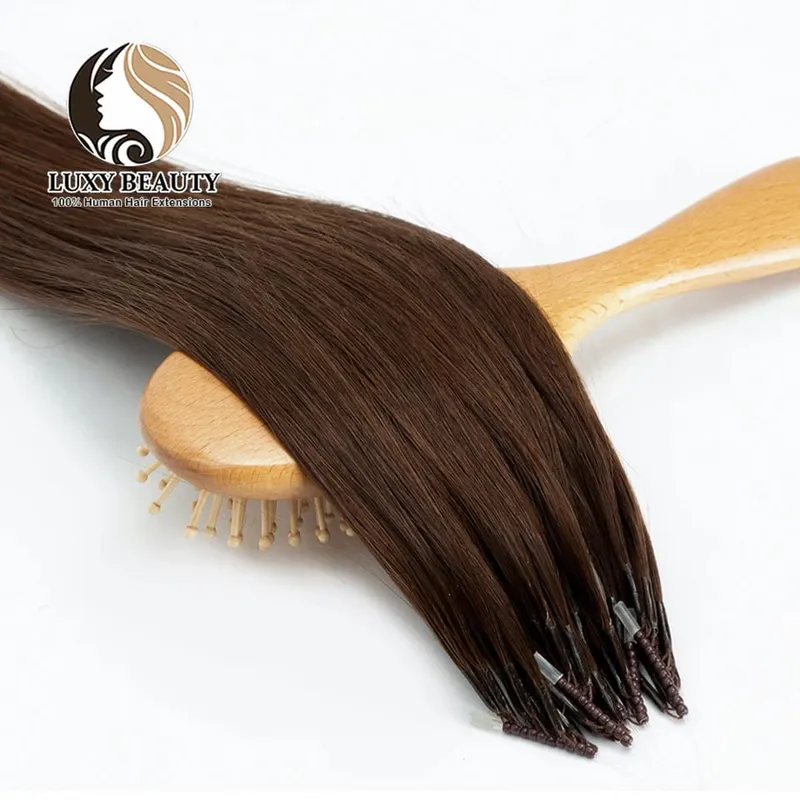 8D Micro Bead Human Hair Extensions Silicone Nano Ring Hair Extension Invisible Mini Silicon Beads Μαύρα καστανά ξανθά ανθρώπινα μαλλιά