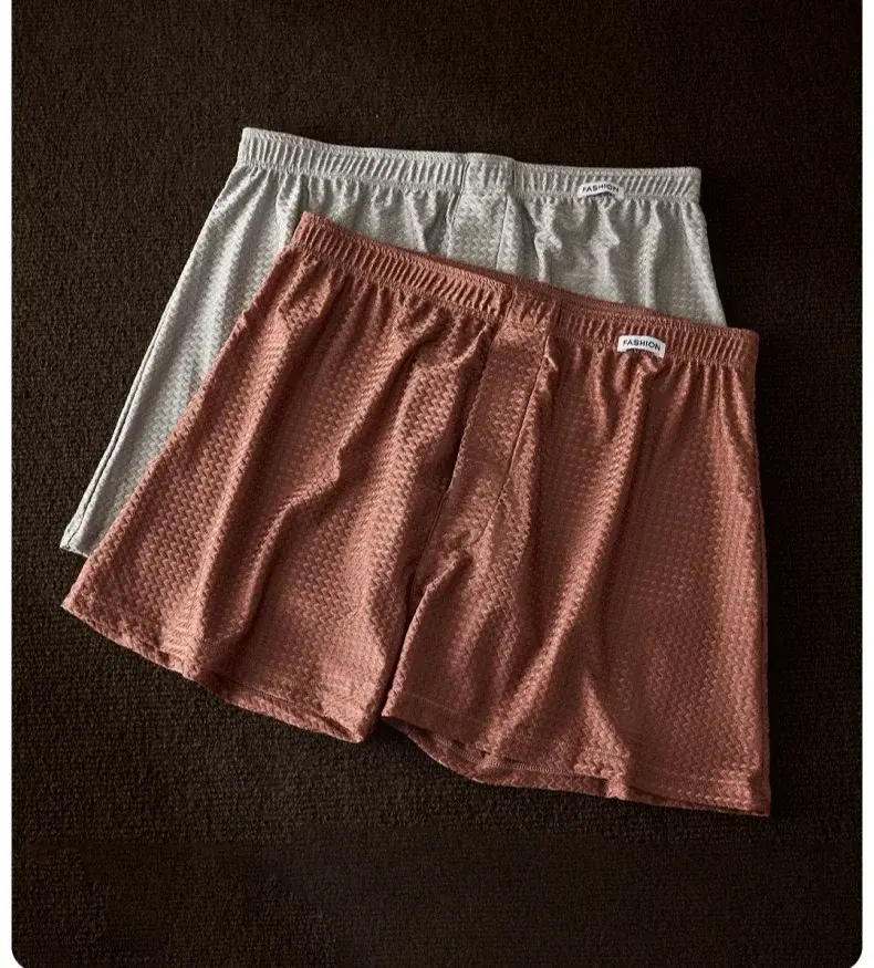2 Pack Men's Ice Silk Boxers Mid-Rise Loose Fit Summer Cool Trendy Sheen Underwear Sleepwear Male Panties — image 6
