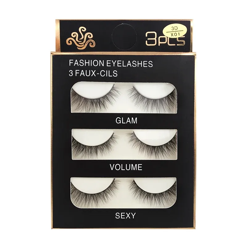 Faux Cils 3 זוגות ריסים מלאכותיים טבעיים ארוכים 3D מינק ריסי מינק רכים רכים מלוכלכים בעבודת יד ריסים מזויפים כלי איפור עיניים Maquiagem — image 5