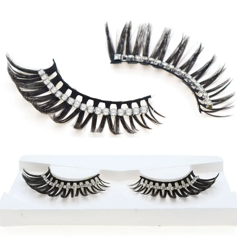 Λευκές βλεφαρίδες Cosplay Μακιγιάζ Natural Long Cross Strip Fase Eye Lashes