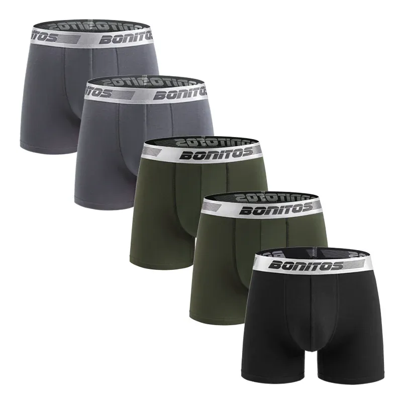 5pcs Men's Underpants Cotton Boxer Briefs Classic Men Panties BONITOS Letter Elastic Waistband Boxers Underwear For Man Shorts — image 10