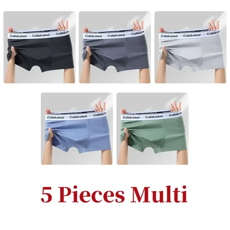 5Pcs/Lot Underwear Man High Quality Pure Cotton Antibacterial Flat-leg Pants Breathable Four-corner Waistband Men's Boxer Briefs