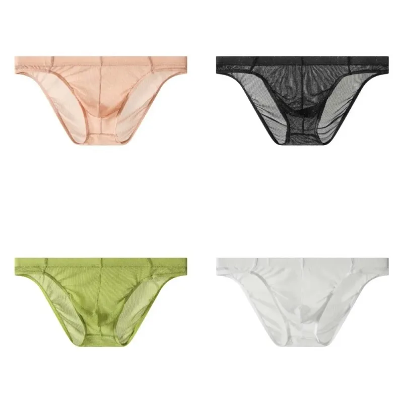 Lingerie Men Mesh Triangle Panties Low Waist Breathable Men Thin Briefs Transparent Thin Soft Underwear for Men Daily Wear — image 6