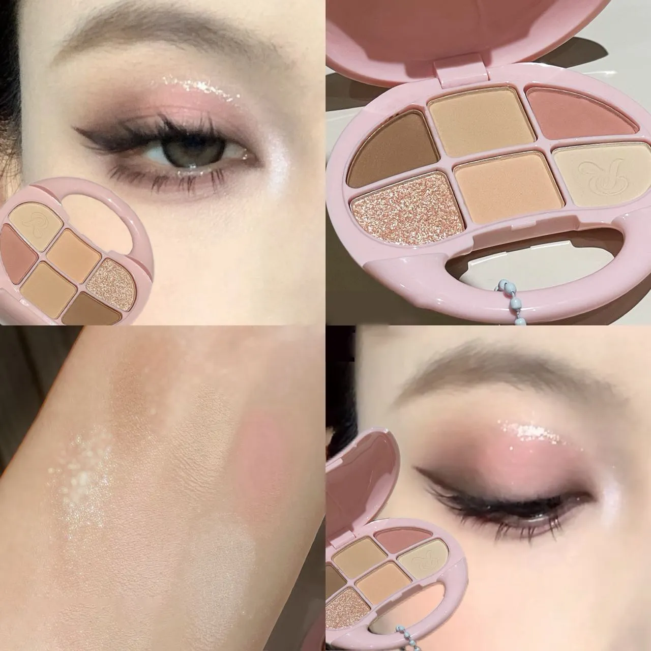 6 Χρώματα Καστανή παλέτα σκιών ματ ματ Shimmer Eye Shadow Brighten Waterproof Glitter Pink Eyes Pigments Παλέτα μακιγιάζ