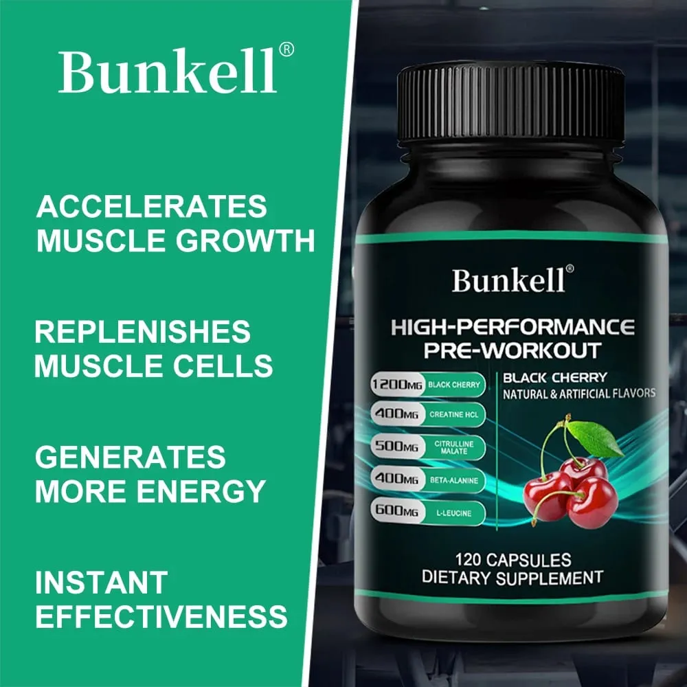 Bunkell Pre-Workout Supplement - Amino Acids Creatine HCI Citrulline Malate Beta-Alanine To Improve Athletic Performance