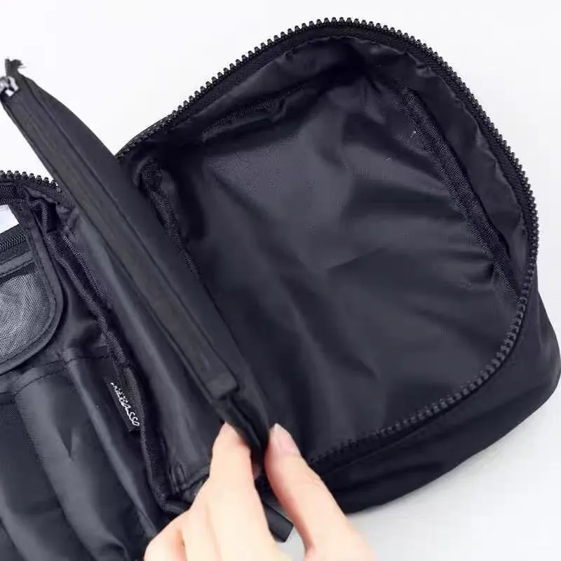 PA CARRIER COMBO POUCH Μαύρο & ασημί πινέλα μακιγιάζ και τσάντα αποθήκευσης καλλυντικών για ταξίδια