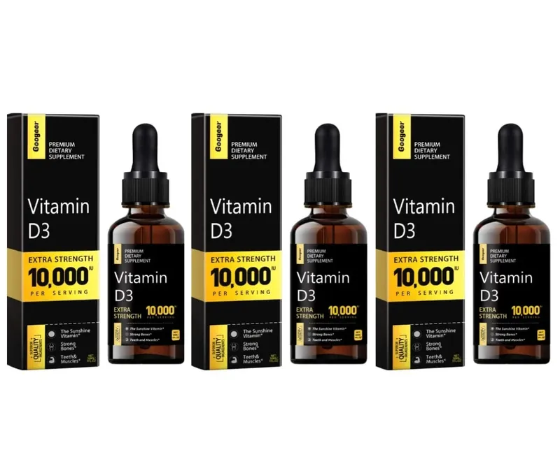 Υγρό βιταμίνης D 10 000 IU Extra Strength που απορροφάται γρήγορα Υποστηρίζει γερά οστά με βιταμίνη C και ασβέστιο 30 ML Net — image 9