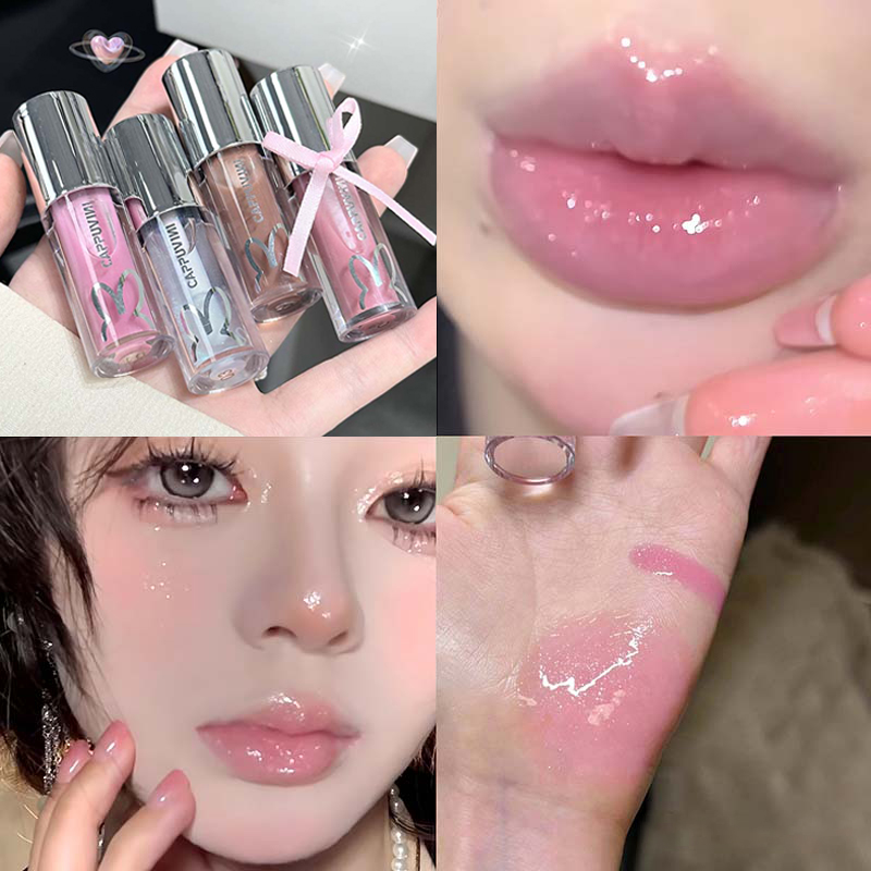 Καφέ Glitter Lip Glaze Lasting Shimmer Mirror Water Lip Gloss Waterproof Jelly Plumping Lipstick Make Up Ενυδατική απόχρωση χειλιών — image 5