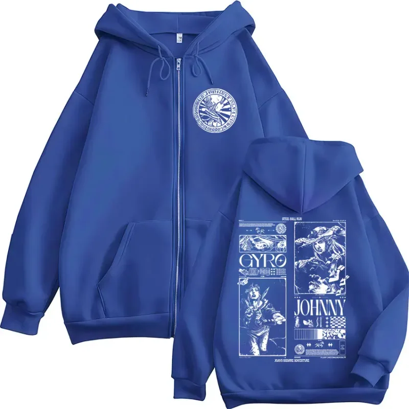 Anime Jojo Bizarre Adventure STEEL BALL RUN Zipper sweat à capuche pour homme femmes Zip Up sweats à capuche Vintage vestes manteaux Streetwear