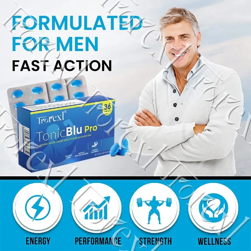 Trorexl-TonicBlu Pro - Kék tabletta a Rock-Hard Energy Volume Booster természetes osztriga ginzenghez a legjobb előnyökért