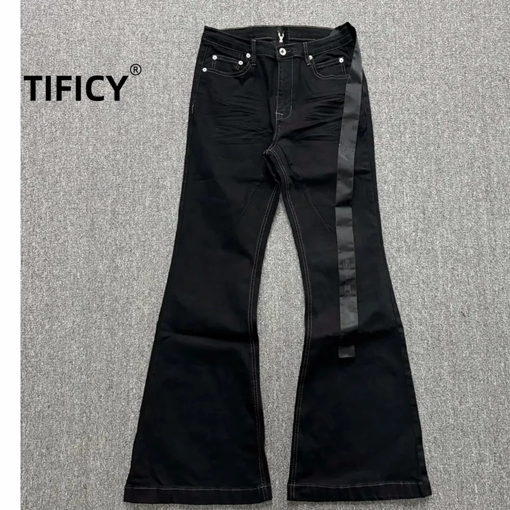 Ανδρικό τζιν παντελόνι High Street RO Ανδρικό 24SS Basic ελαστική μαύρη κορδέλα Loose Flared Streetwear Casual Jeans Παντελόνι Ανδρικά Ρούχα — image 2