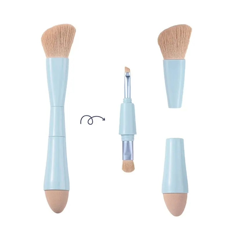 【B】1PC 4 σε 1 Travel Portable Multitasker Beauty Tools Brushes Makeup Αποσπώμενα πινέλα μακιγιάζ σετ μακιγιάζ