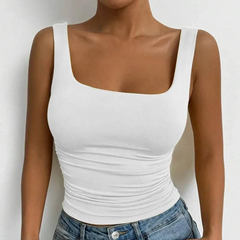 Γυναικείο αμάνικο Cami Top με τετράγωνο λαιμό Casual Basic Crop Top — image 12