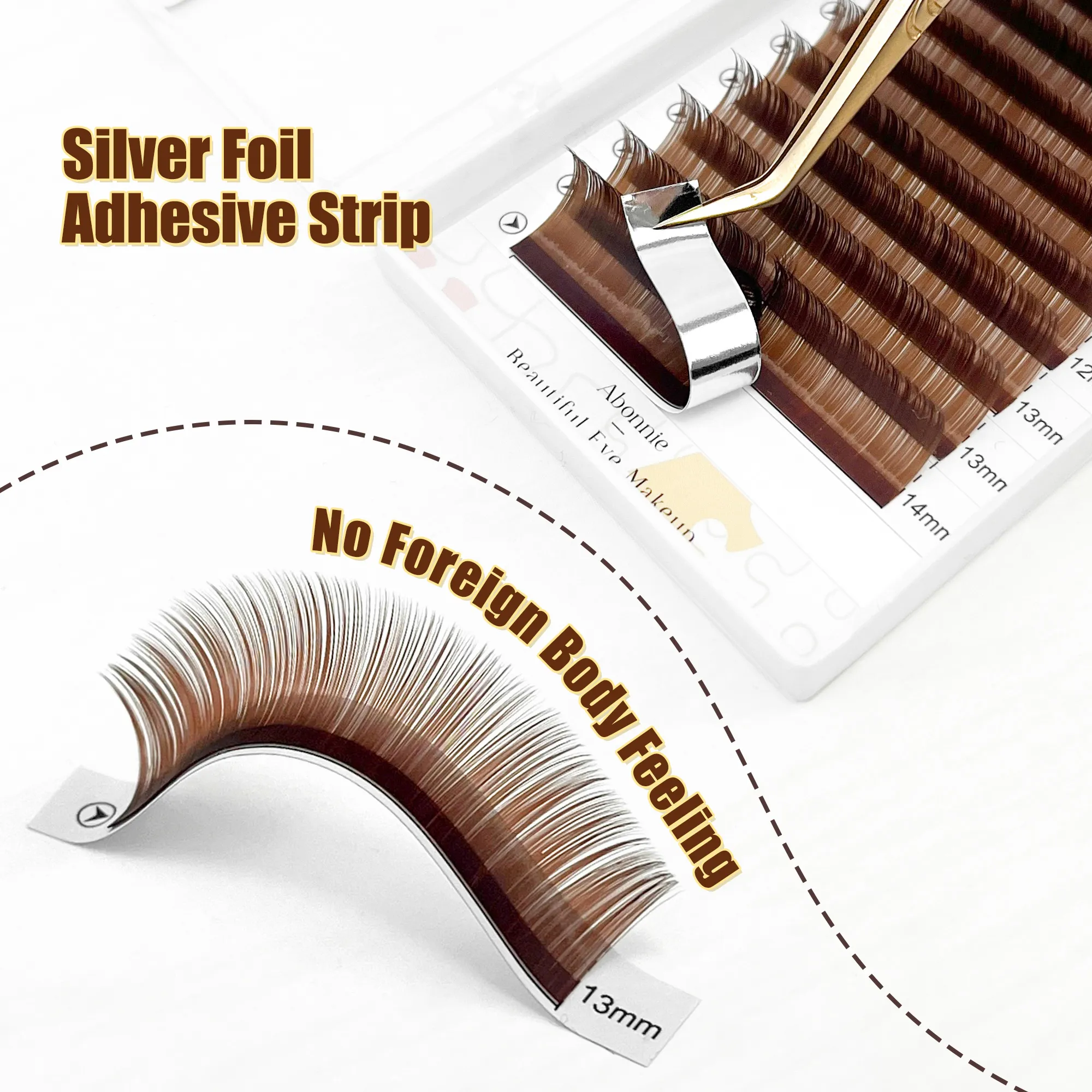 Abonnie LB Dark Brown Lashes Καφέ Χρώμα Classic Eyelash Extensions Foxy Eye Fluffy Individual Eyelashes — image 5