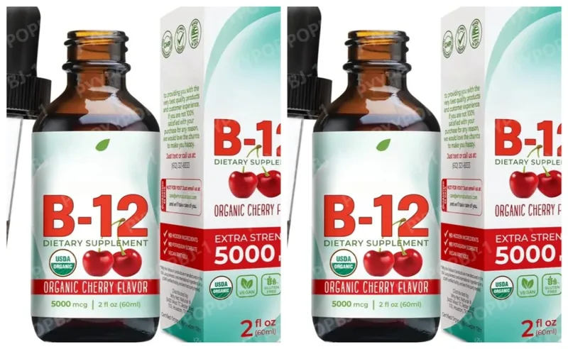 Vitamin B12 Drops 5000mcg Υγρό Υπογλώσσιο Συμπλήρωμα Μεθυλοκοβαλαμίνης Γεύση Κεράσι Vegan Χωρίς Ζάχαρη Καθημερινή Διατροφή 60ml — image 8
