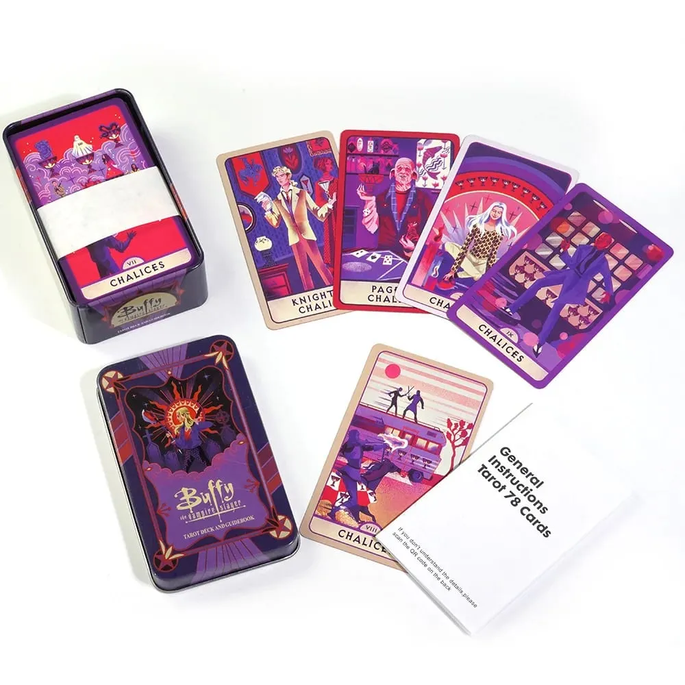 10,3*6 εκ. Buffy The Vampire Slayer Deck Tarot In A Tin Box with Red Gilded Edges 78 τμχ Κάρτες Ταρώ με θέμα κινουμένων σχεδίων με οδηγό — image 3