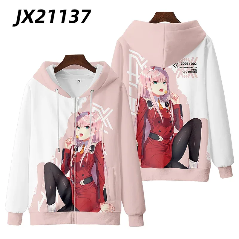 Hot Japan Anime Darling In The Franxx Cosplay Zipper Hoodies 3D Druck Männer Frauen Hip Hop Trainingsanzug Zipper Hoodie Männer der Kleidung — image 6