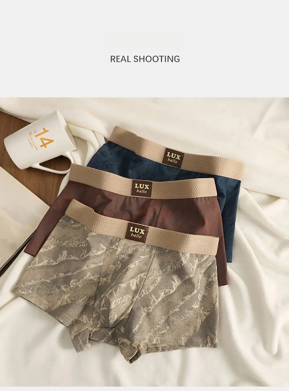 3PCS/Pack 100% Cotton Luxury Print Boxers Hombre 3D Mesh Breathable Antibacterial Pouch Underwear Comfortable Soft Men's Panties — image 7