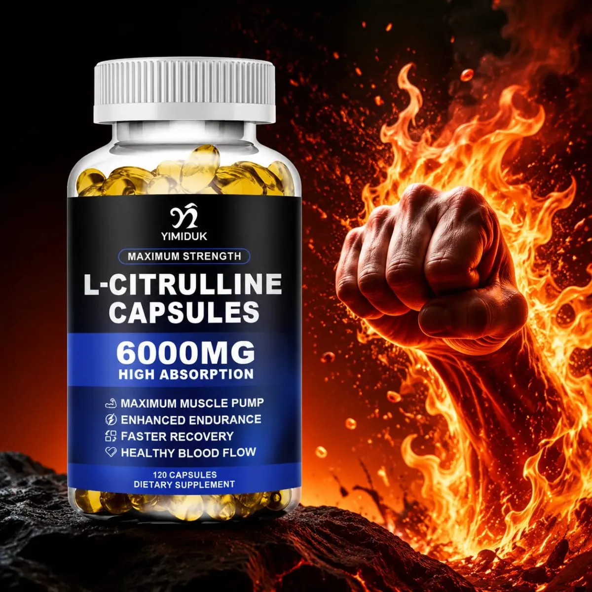 Κάψουλες L-Citrulline Μέγιστης Αντοχής Υποστηρίζουν τα Αιμοφόρα αγγεία Αντοχή Μυϊκό Πόνο για Bodybuilding & Προπόνηση Ενδυνάμωσης — image 2