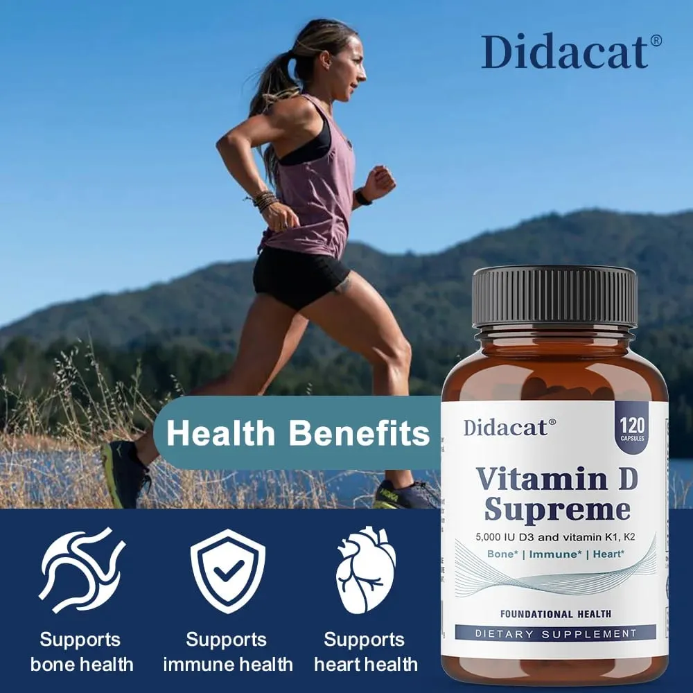 Vitamin D Supreme 5000 IU - Support Immune System + Bone Health - Gluten Free Vitamin D3 Supplement with Vitamin K — image 4