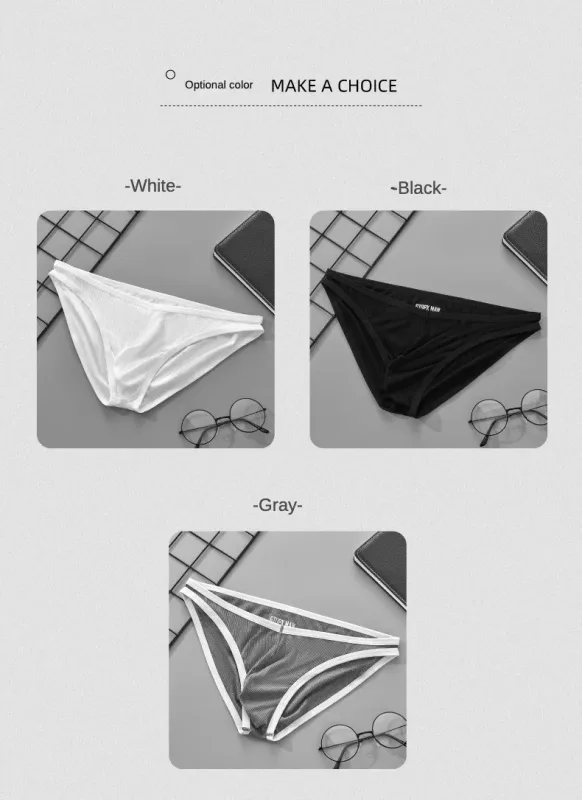 Men's Single Layer Briefs Ultra Thin U Convex Pouch Underwear Breathable Moisture Wicking Sexy Summer Panties — image 7