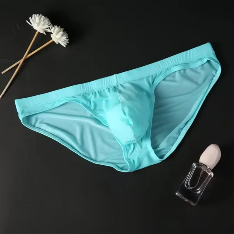 Plus Size M-4XL Man Ice Silk U Pouch Briefs Low Waist Translucent Nylon Underwear One-piece Sexy Ultra-thin Male Underpants — image 16