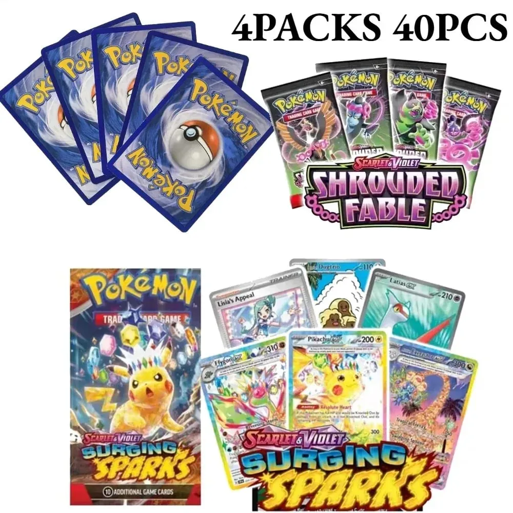 διασκέδαση 40 τεμάχια Pokemon Card Pack 4 Sets Sun Moon Violet 151 Αγγλικές κάρτες συναλλαγών Συλλεκτικά παιχνίδια Halloween Gift Fantasy Sci Fi — image 2
