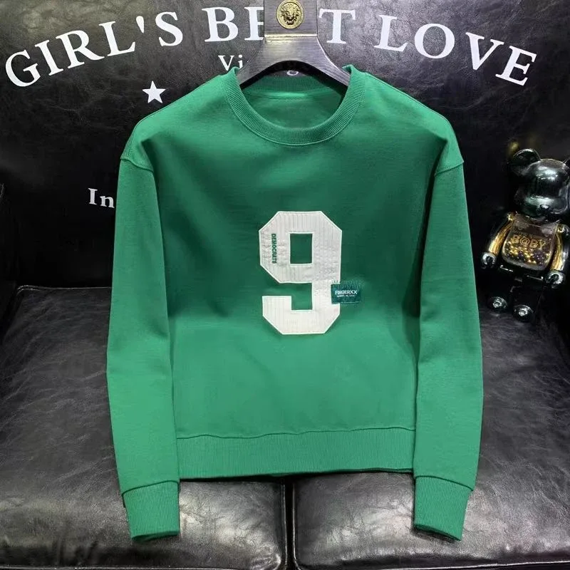 Jaro Podzim Pánské Trendy Jednoduché Casual All Match Mikina Y2K Streetwear Pulovry s kulatým výstřihem Dlouhý rukáv Pánské Volné Mikiny — image 6