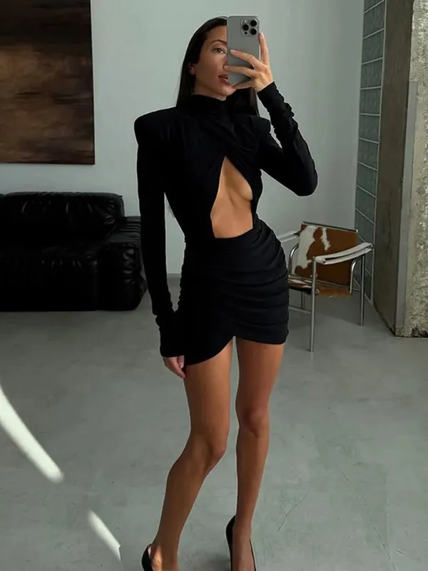 Γυναικείο σέξι μονόχρωμο πλισέ φόρεμα Lady chic off-shoulder Φορέματα με σπαστό στράπλες ψηλόμεσο 2026 Καλοκαιρινό βραδινό πάρτι