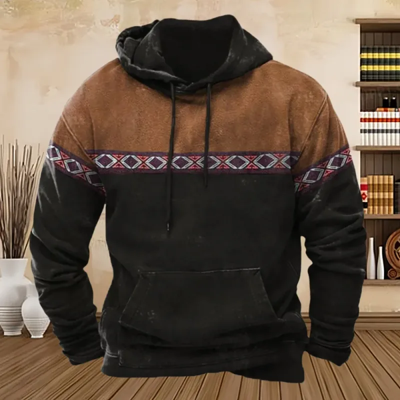 Vintage Tribal Style Print Men's Hoodies Sweatshirt Spring Autumn New Loose Pullover Casual Streetwear Oversized Men's Clothing — image 10