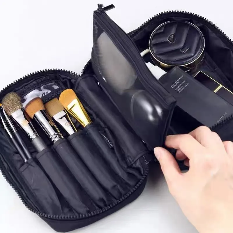 PA CARRIER COMBO POUCH Μαύρο & ασημί πινέλα μακιγιάζ και τσάντα αποθήκευσης καλλυντικών για ταξίδια