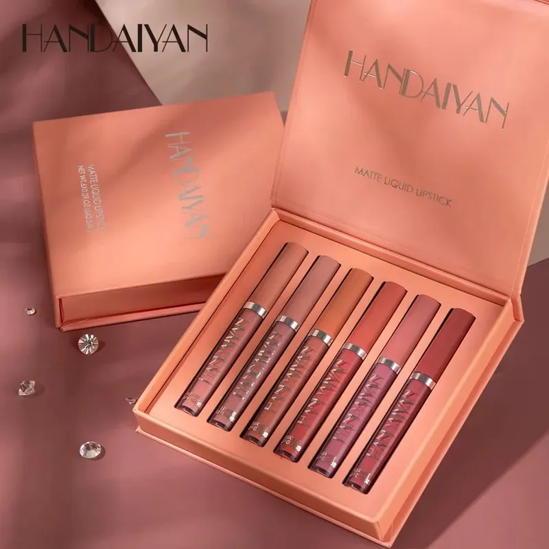 6 τμχ/Σετ Lip Gloss μακράς διαρκείας αδιάβροχο ματ απόχρωση χειλιών αντικολλητικό Κύπελλο υγρό κραγιόν Κουτί δώρου Καλλυντικά Μακιγιάζ — image 3