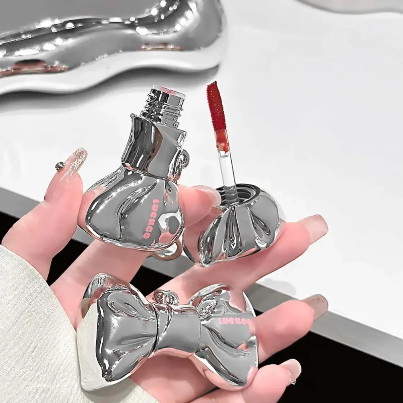 Bowknot Lip Gloss Σετ Νερό Ανοιχτόχρωμα χείλη Υψηλή λάμψη Διαφανές έως οικοδομήσιμο χρώμα καθημερινό καθημερινό μακιγιάζ casual vibe — image 7