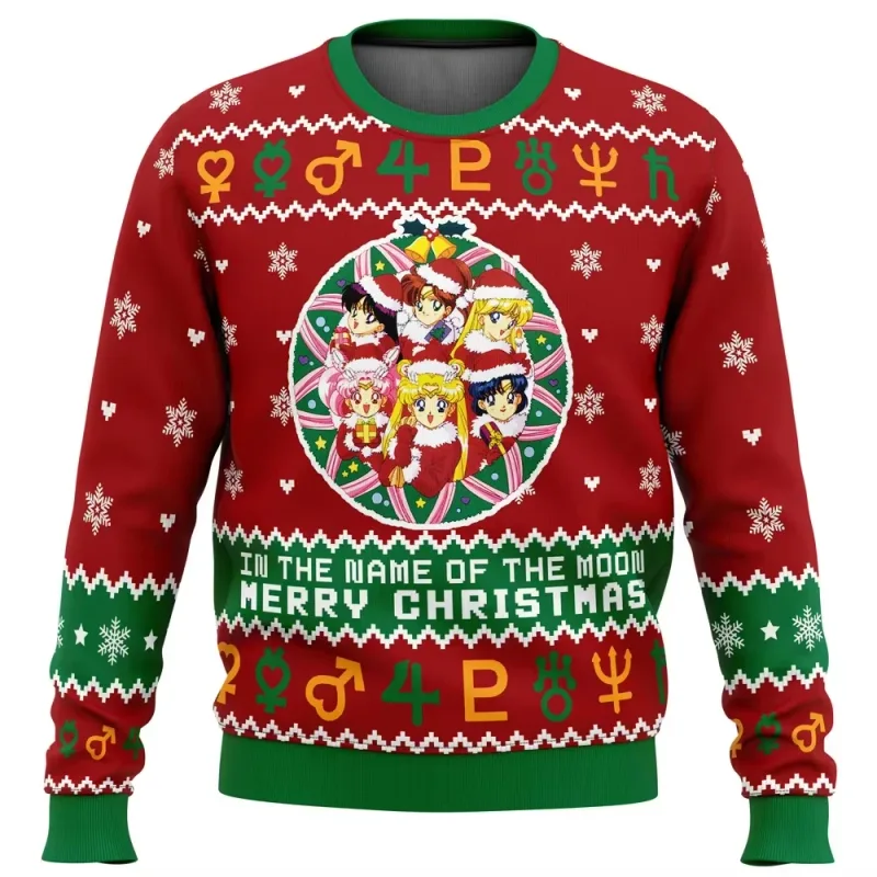 Sailor moon natal feio camisola anime 3d moletom topos outono e inverno cosplay papai noel pulôver dos diseños animados suétere — image 3