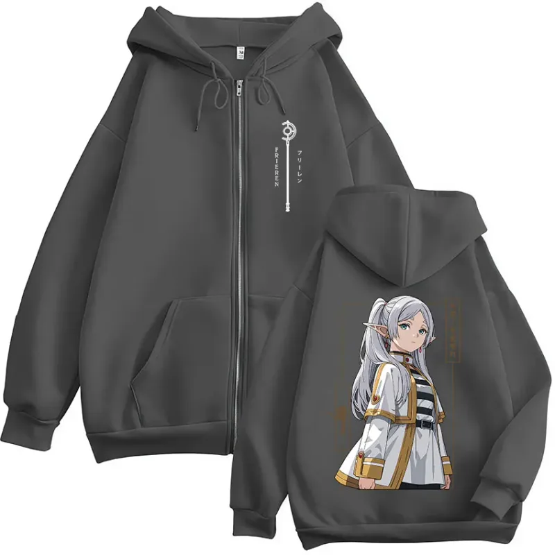 Anime Frieren: au-delà de la fin du voyage sweat à capuche pour homme femmes vêtements mode Harajuku sweat à capuche zippé vestes manteaux — image 5